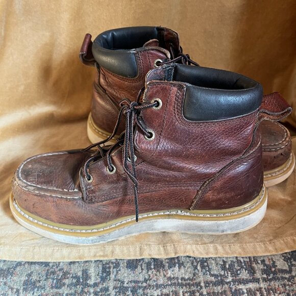 Irish Setter Ashby Work Boots Men 9 D Moc Toe Safety Toe Brown Leather Thrashed - Picture 5 of 11